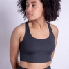 Girlfriend Collective Rib Paloma Bra - Black 1 Girlfriend Collective Rib Paloma Bra - Black -Yogamatters 1028 Black Front3