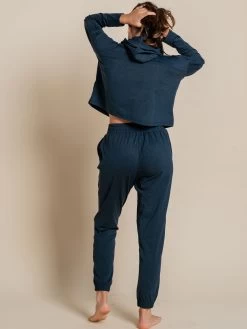 Girlfriend Collective ReSet Hoodie - Midnight Marled -Yogamatters 3023 Hoodie Midnight Back2