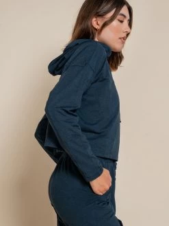 Girlfriend Collective ReSet Hoodie - Midnight Marled -Yogamatters 3023 Hoodie Midnight Side