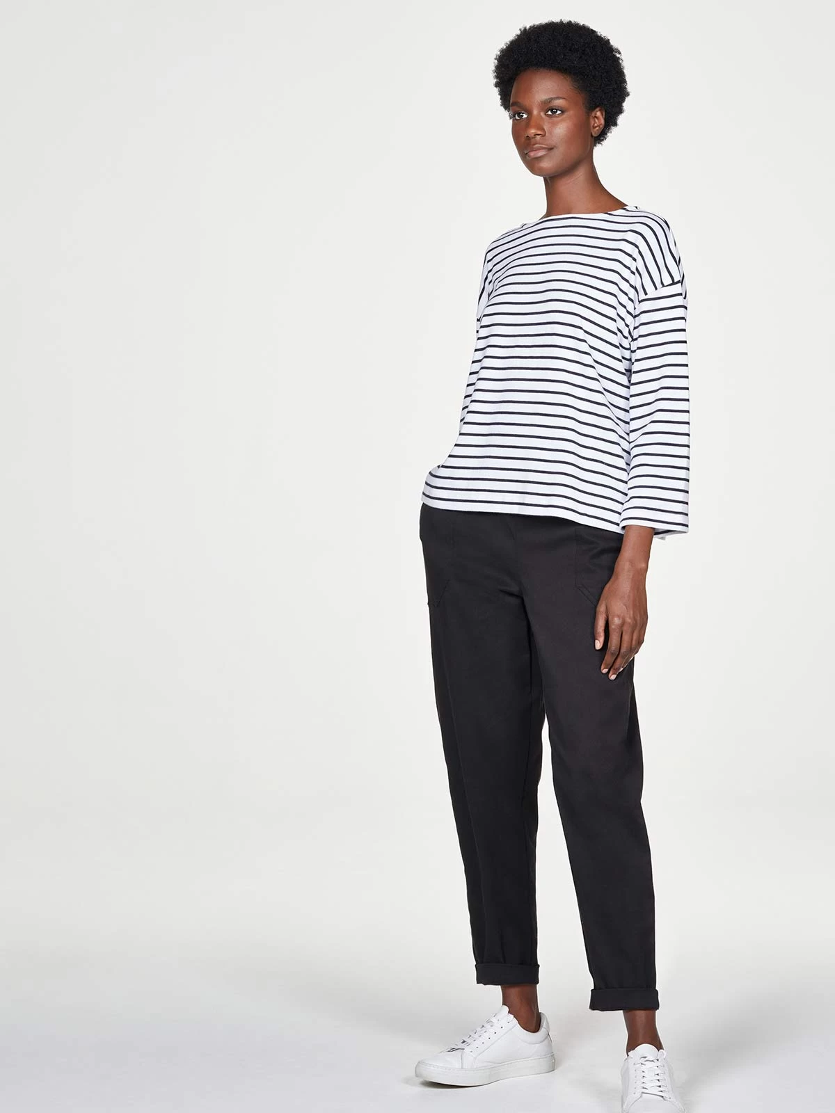 Thought Organic Cotton Breton Stripe Top - White 4 Thought Organic Cotton Breton Stripe Top - White - Image 2