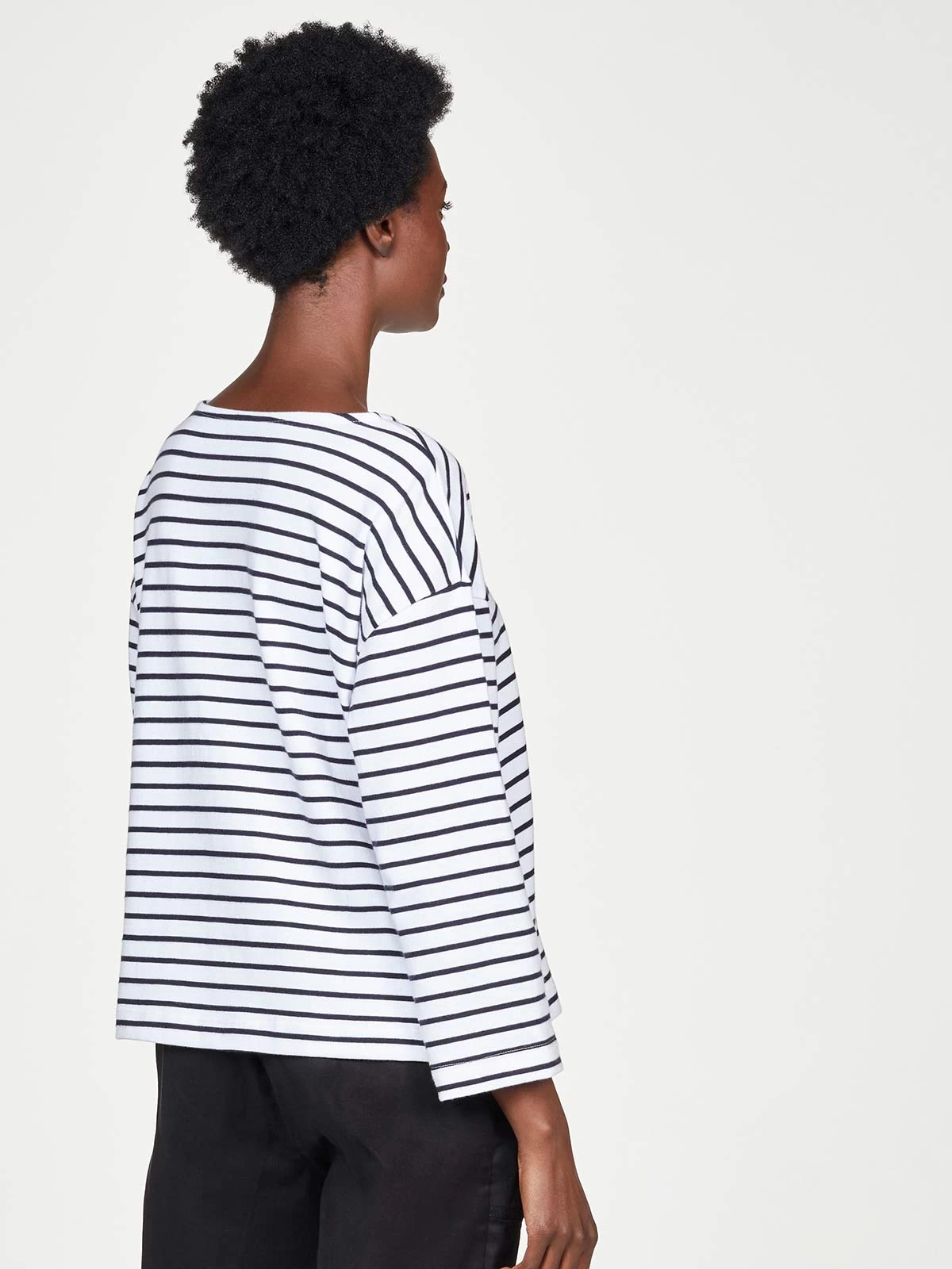 Thought Organic Cotton Breton Stripe Top - White 5 Thought Organic Cotton Breton Stripe Top - White - Image 3