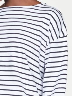 Thought Organic Cotton Breton Stripe Top - White 11 Thought Organic Cotton Breton Stripe Top - White -Yogamatters AW21 WST5900 WHITE 2600 5D