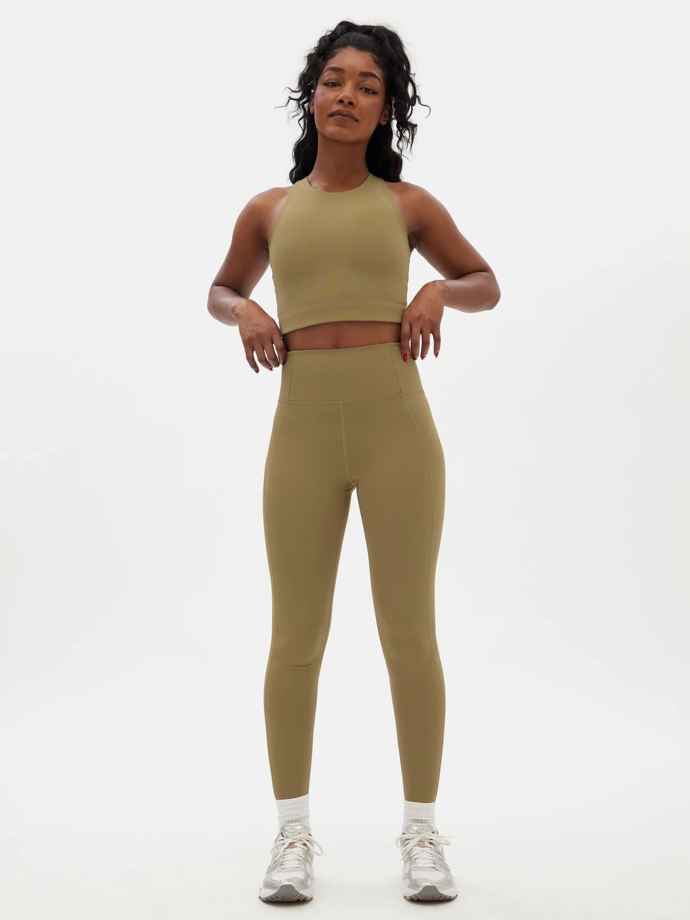 Girlfriend Collective Compressive High-Rise 7/8 Legging - Artichoke 3 Girlfriend Collective Compressive High-Rise 7/8 Legging - Artichoke