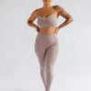 Girlfriend Collective Float High Rise Leggings - Heather Cocoon 2 Girlfriend Collective Float High Rise Leggings - Heather Cocoon -Yogamatters Heather Cocoon Seamless Legging Front