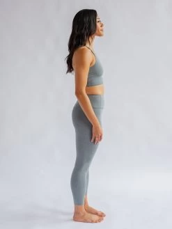 Girlfriend Collective Float High Rise Leggings - Heather Gravel 11 Girlfriend Collective Float High Rise Leggings - Heather Gravel -Yogamatters Heather Gravel Seamless Legging Side