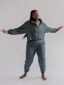 Girlfriend Collective Summit Track Pants -Yogamatters Moss Summit Track Pant Front