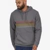 Patagonia Line Logo Ridge Stripe Uprisal Hoody - Gravel Heather -Yogamatters Patagonia Line Logo Ridge Stripe Uprisal Hoody Gravel Heather