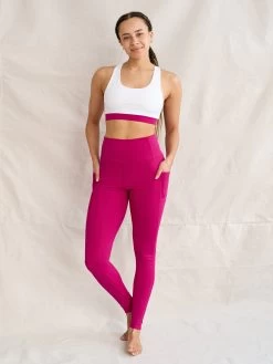 Yogamatters 31 Yogamatters Eco Blend Second-Skin Leggings - White & Cranberry