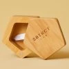 SBTRCT Bamboo Pot (for Night Balm) -Yogamatters Rejuvenating Night Balm Bamboo Pot Open on Yellow B G