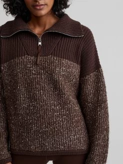 Varley Willard Half Zip - Coffee Bean 11 Varley Willard Half Zip - Coffee Bean -Yogamatters SH28 D3 WILLARD HALF ZIP COFFEE BEAN EGRET FLECK KNIT VAR01122 015