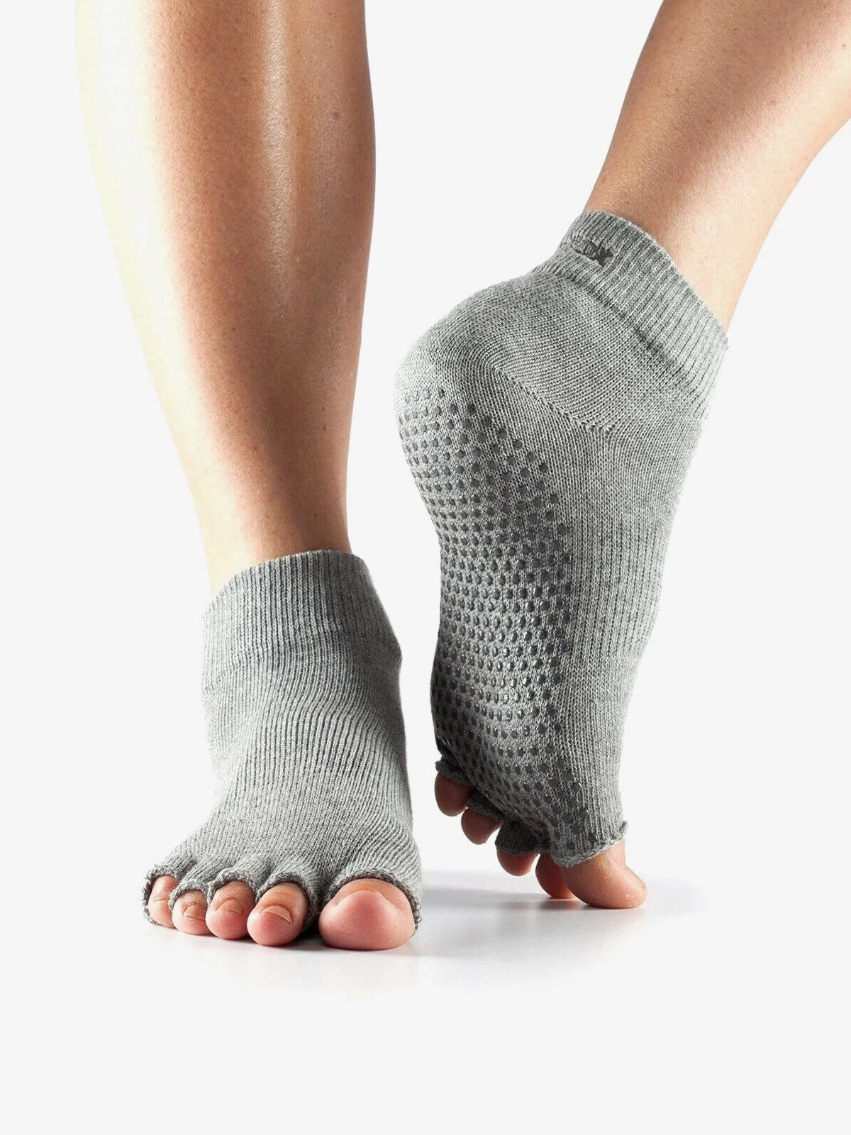 Toesox Grip Half Toe Ankle - Heather Grey 3 Toesox Grip Half Toe Ankle - Heather Grey