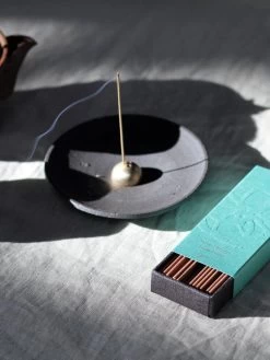 Ume Collection Stoneware Smudging Dish - Raw Black 10 Ume Collection Stoneware Smudging Dish - Raw Black -Yogamatters Ume Collection Stoneware 1 Smudging Dish gold