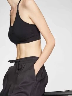 Thought Recycled Nylon Seamless Bralet - Black -Yogamatters WAC5052 BLACK Renata Recycled Nylon Seamless Bralette in Black 3