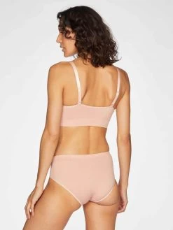Thought Recycled Nylon Seamless Bralet - Blush -Yogamatters WAC5052 BLUSH PINK Renata Recycled Nylon Jersey Bralette In Blush Pink 3
