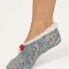 Thought Florielle Floral Slipper Socks - Pine Green -Yogamatters WAC7482 Florielle Lenzing EcoVero Floral Slipper Socks in PineGreen 1