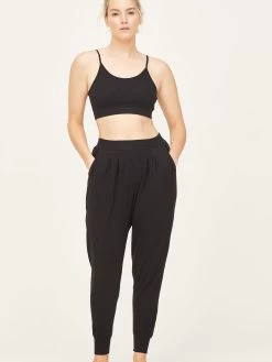 Thought Chia Organic Cotton Hareem Joggers - Black 9 Thought Chia Organic Cotton Hareem Joggers - Black -Yogamatters WSB5762 BLACK 1 5 274