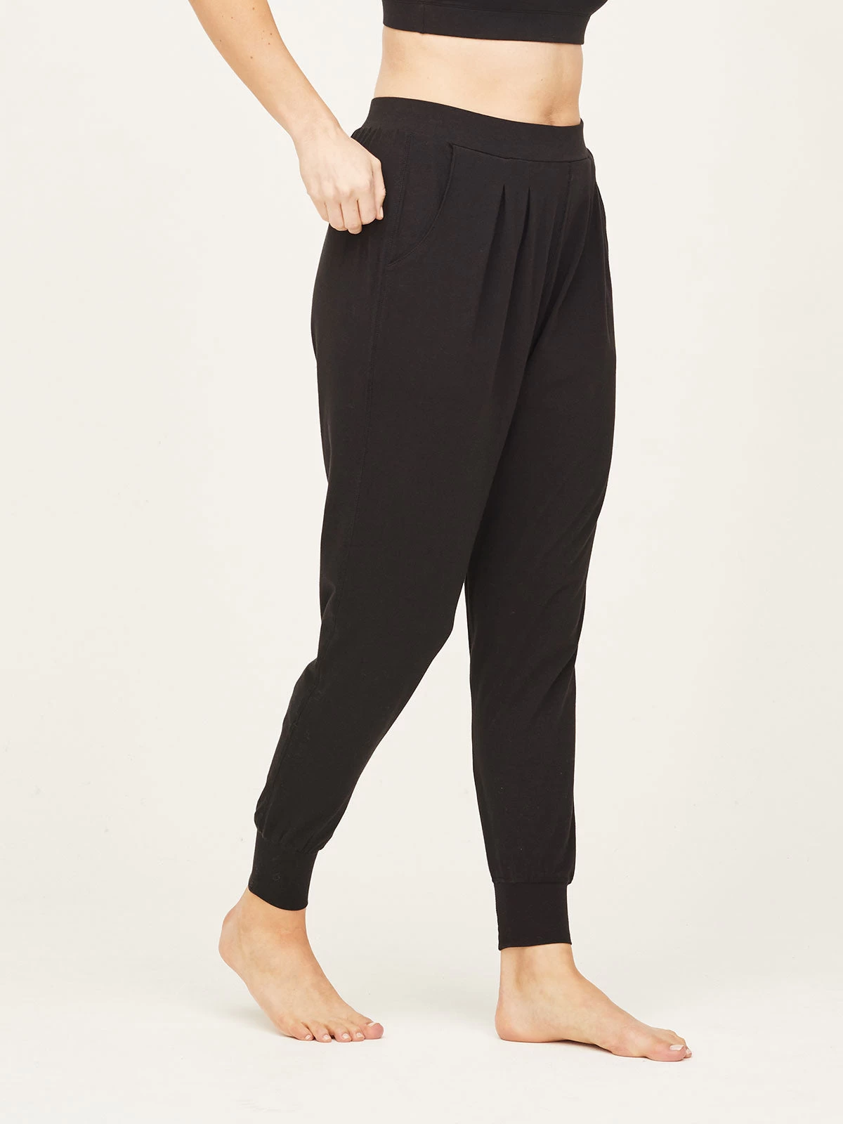 Thought Chia Organic Cotton Hareem Joggers - Black 5 Thought Chia Organic Cotton Hareem Joggers - Black - Image 3