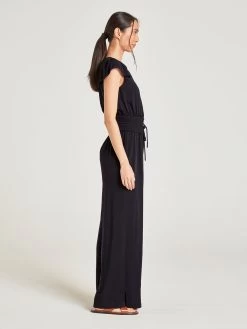 Thought Loe Lenzing EcoVero Jumpsuit - Navy -Yogamatters WSD7003 Loe Jumpsuit Navy 3