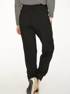Thought Dashka Bamboo & Organic Cotton Slacks - Black -Yogamatters WWB3690 BLACK Dashka Bamboo Jersey Loungwear Slacks in Black 4