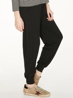Thought Dashka Bamboo & Organic Cotton Slacks - Black -Yogamatters WWB3690 BLACK Dashka Bamboo Jersey Loungwear Slacks in Black 5