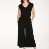 Thought Colonel Bamboo V-Neck Dashka Jumpsuit - Black 1 Thought Colonel Bamboo V-Neck Dashka Jumpsuit - Black -Yogamatters WWD5403 BLACK 4