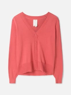 Thought Dotti Organic Cotton V-Neck Cardigan - Rock Red -Yogamatters WWT7254 Dotti Organic Cotton V Neck Cardigan Rock Red Cut Out