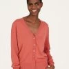 Thought Dotti Organic Cotton V-Neck Cardigan - Rock Red -Yogamatters WWT7254 RockRed 1