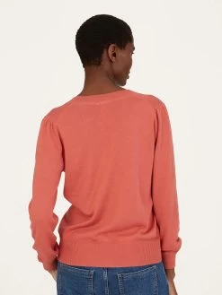 Thought Dotti Organic Cotton V-Neck Cardigan - Rock Red -Yogamatters WWT7254 RockRed 3