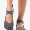 Toesox Grip Full Toe Bellarina - Charcoal Grey 2 Toesox Grip Full Toe Bellarina - Charcoal Grey -Yogamatters YTOEWTBELLARINACHAR Socks Grip Bellarina FT Charcoal V2