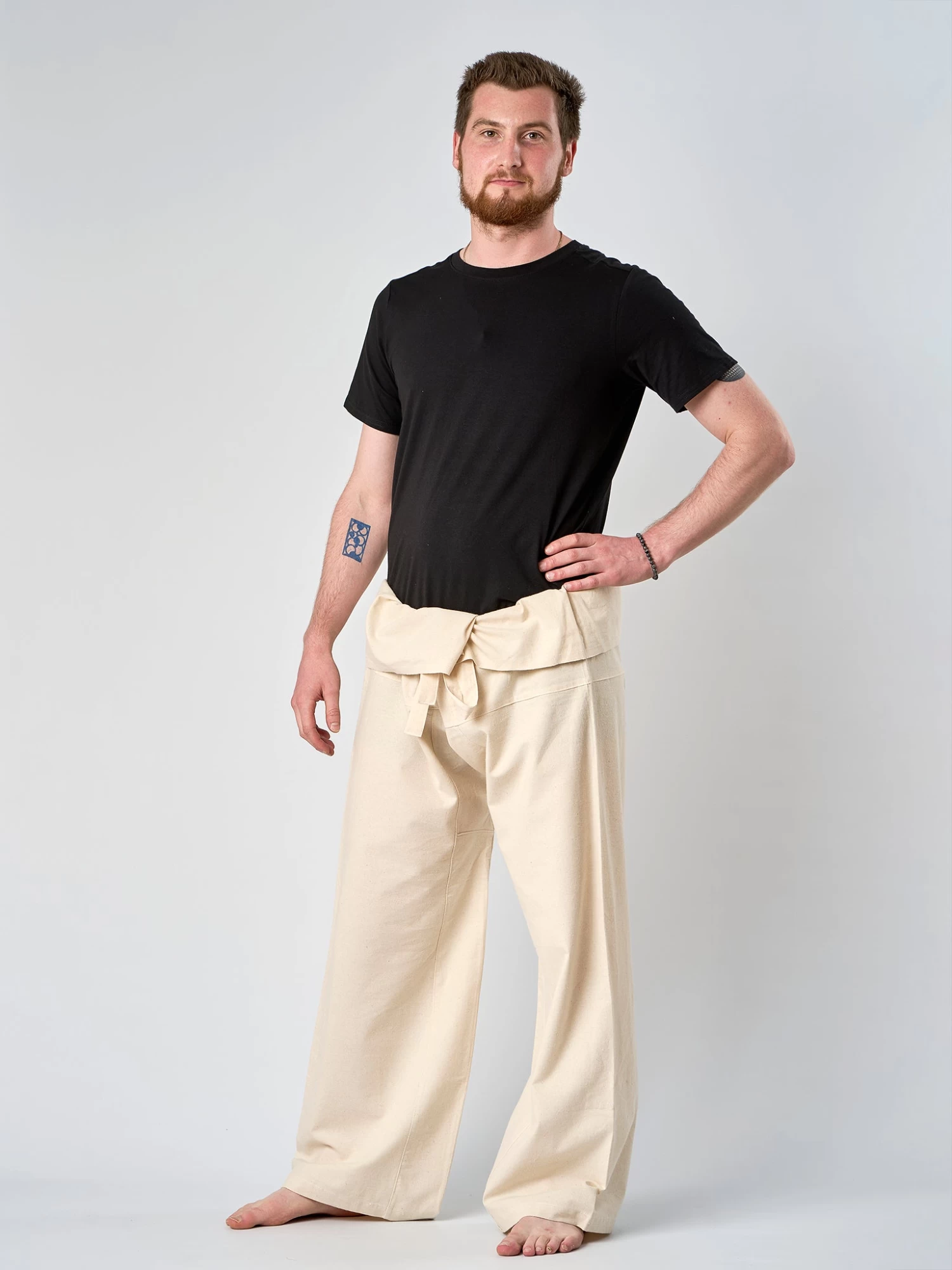 Yogamatters Thai Fisherman's Organic Cotton Trousers - Natural - Tall 4 Yogamatters Thai Fisherman's Organic Cotton Trousers - Natural - Tall - Image 2