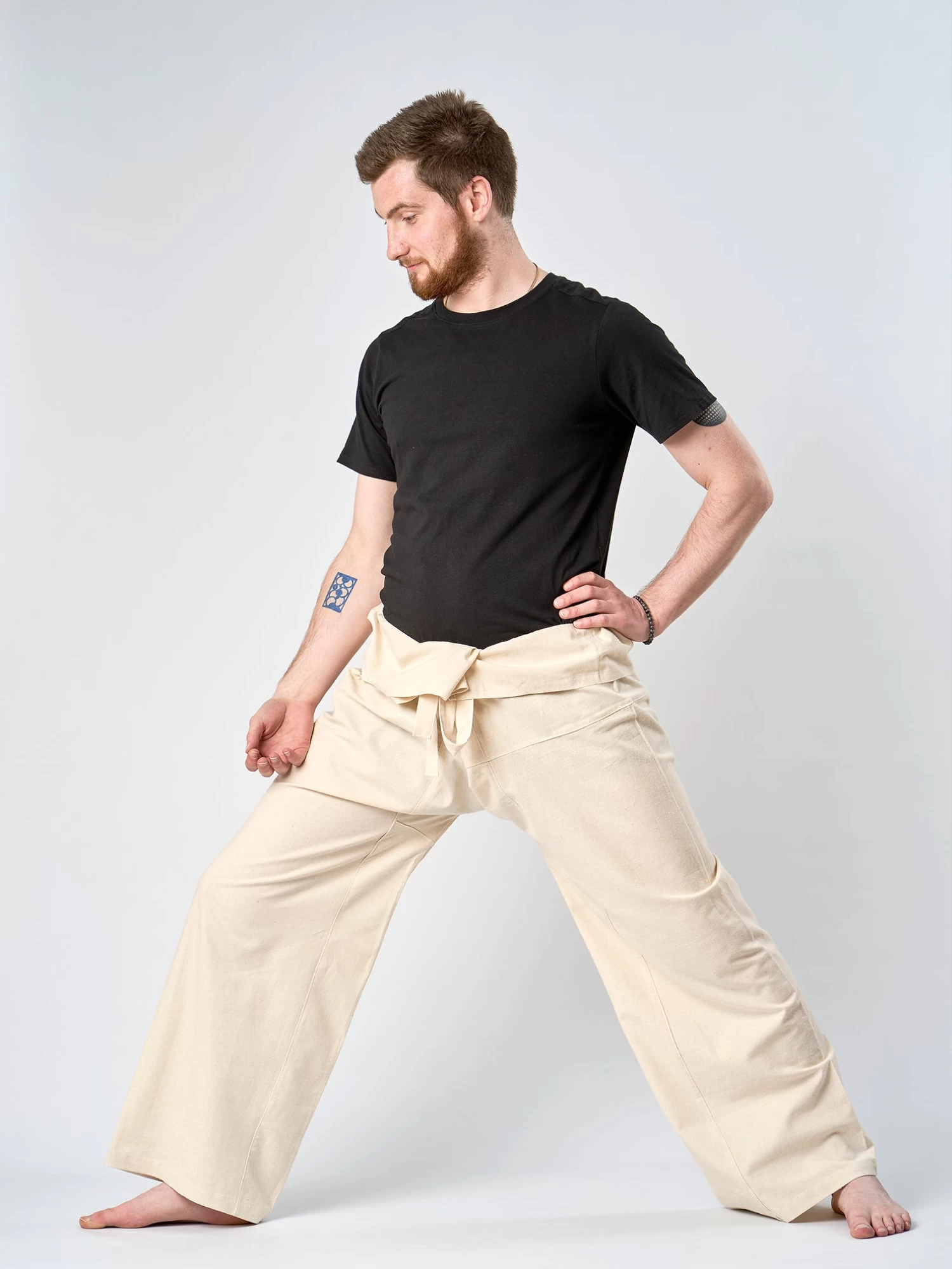 Yogamatters Thai Fisherman's Organic Cotton Trousers - Natural - Tall 3 Yogamatters Thai Fisherman's Organic Cotton Trousers - Natural - Tall