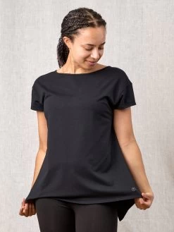 Yogamatters Open Back T-Shirt - Black -Yogamatters YogamattersNaturalDyesAugust20222316