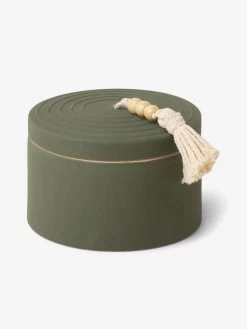 Paddywax Cypress & Fir Ceramic Candle With Lid - Dark Green