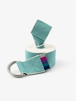 Yogamatters Organic Cotton Chambray D-ring Yoga Belt -Yogamatters d ring belt eucaliptus 1