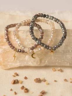 Goddess Charms Moon Stone Bracelet - Taupe 5 Goddess Charms Moon Stone Bracelet - Taupe -Yogamatters moonstonebracelets