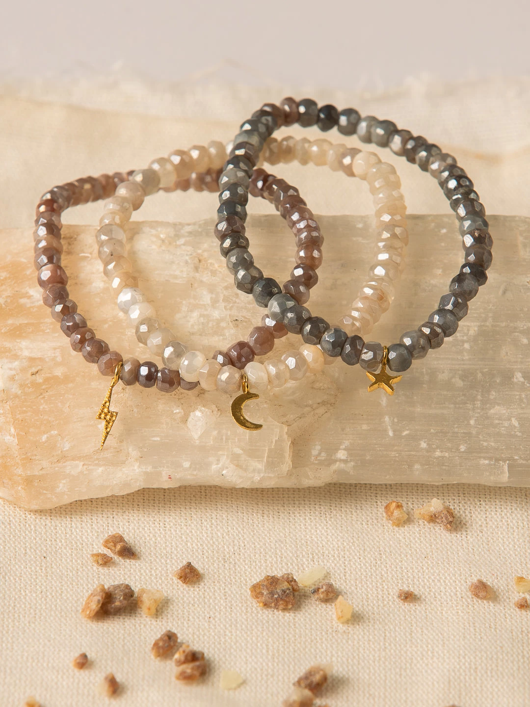 Goddess Charms Moon Stone Bracelet - Taupe 4 Goddess Charms Moon Stone Bracelet - Taupe - Image 2