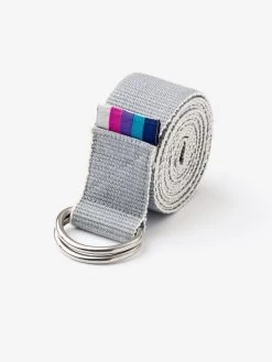 Yogamatters Organic Cotton Chambray D-ring Yoga Belt -Yogamatters organic cotton yoga d ring belt chambrey grey