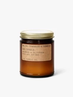 P.F. Candle Co 7.2oz Soy Candle - Teakwood & Tobacco -Yogamatters p.f teakwood tobacco soy candle 7oz 1