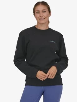 Patagonia Fitz Roy Icon Uprisal Crew Sweatshirt - Ink Black -Yogamatters patagonia Fitz 2 Roy Icon Uprisal Crew Sweatshirt Ink Black