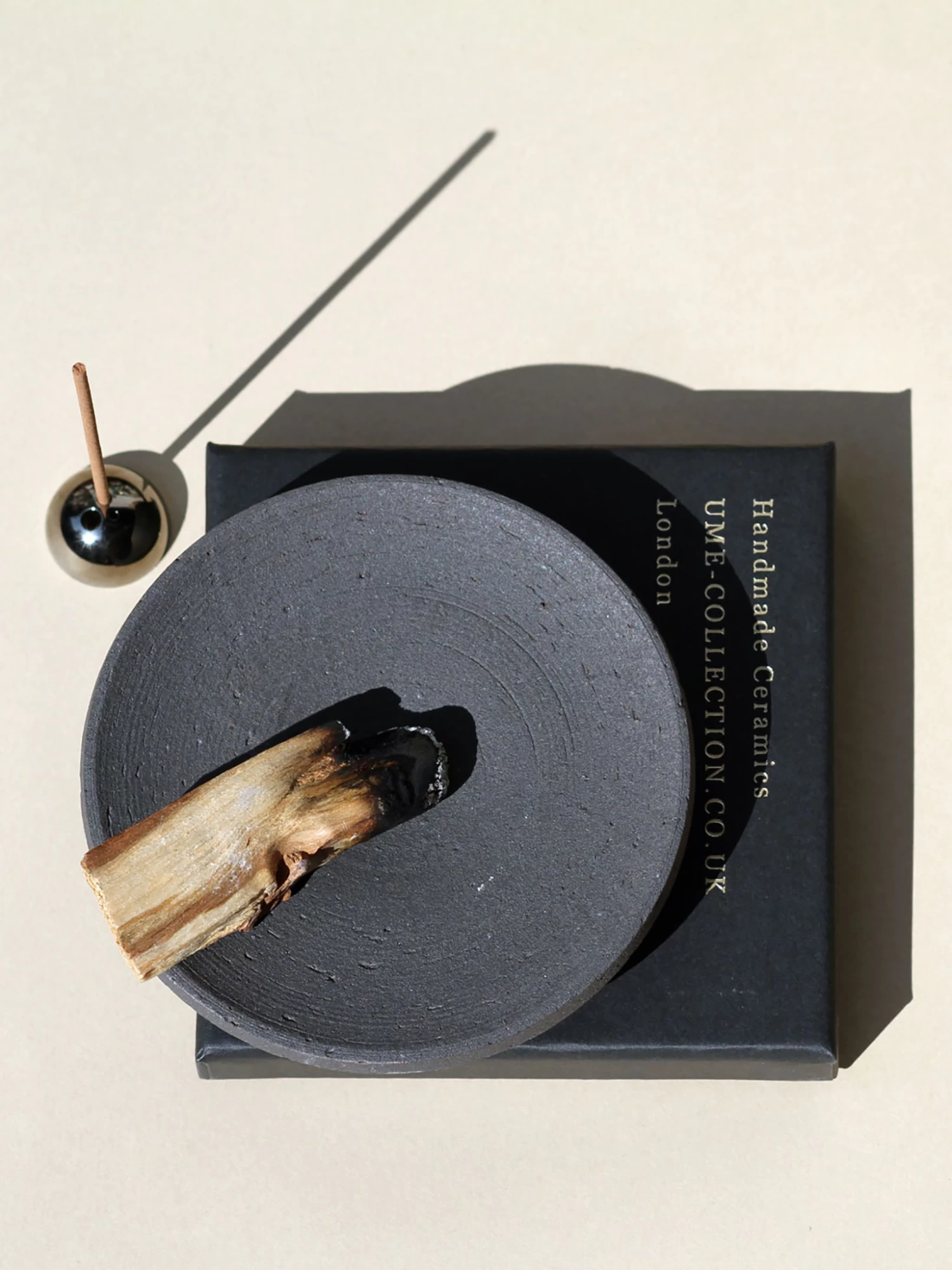 Ume Collection Stoneware Smudging Dish - Raw Black 3 Ume Collection Stoneware Smudging Dish - Raw Black