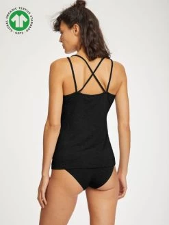 Thought Organic Cotton Jersey Cami -Yogamatters wac5266 black leah gots organic cotton jersey cami in black 2 1