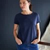 Thought Fairtrade Organic Cotton Tee - Navy -Yogamatters wst4783 navy fairtrade organic cotton top ls 1