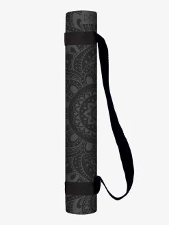 Yoga Design Lab Infinity Mat 5mm - Mandala Charcoal -Yogamatters ydl infinity mat charcoal rolled with strap 1